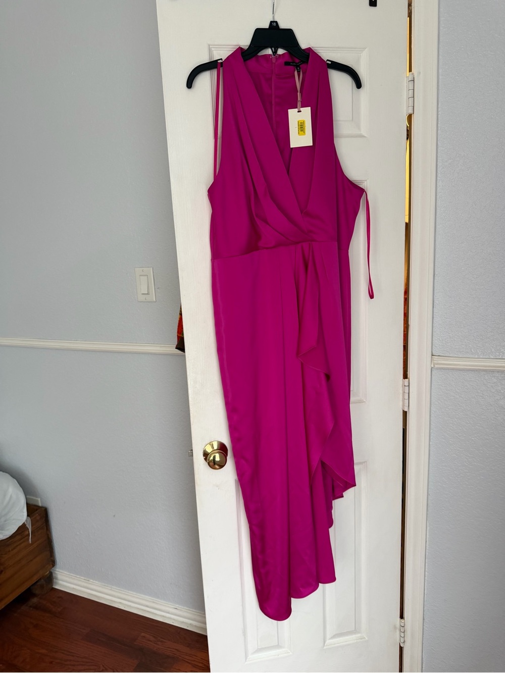 Alex Marie Hot Pink Sleeveless Wrap Dress